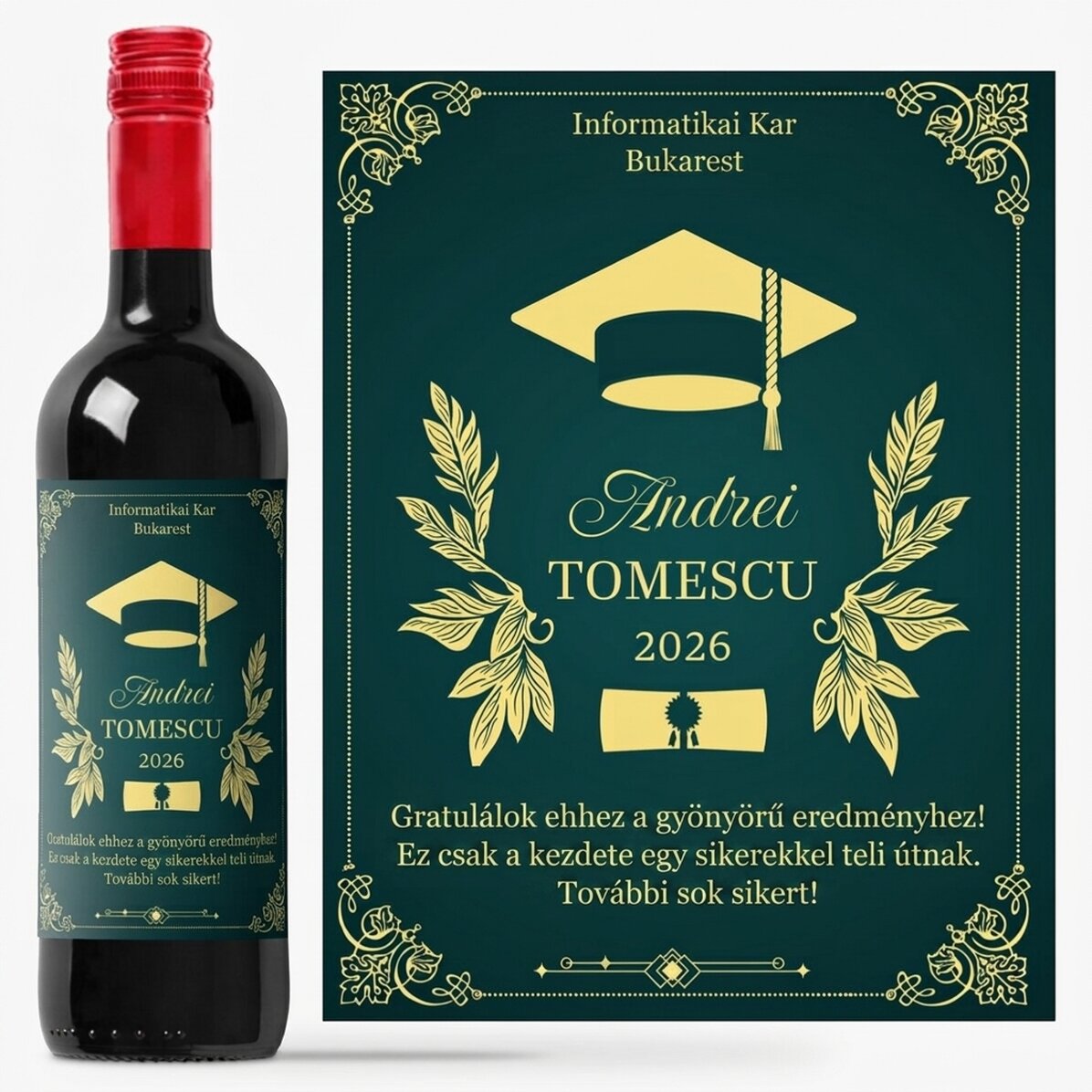 Személyre szabott bor üzenettel - Diplomás