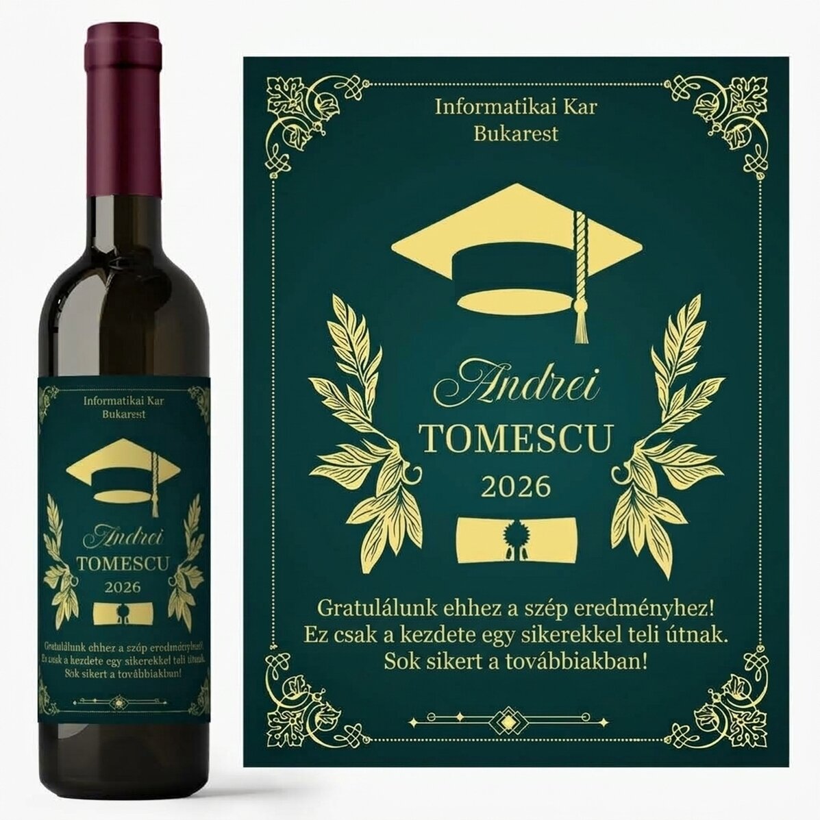 Személyre szabott bor üzenettel - Diplomás