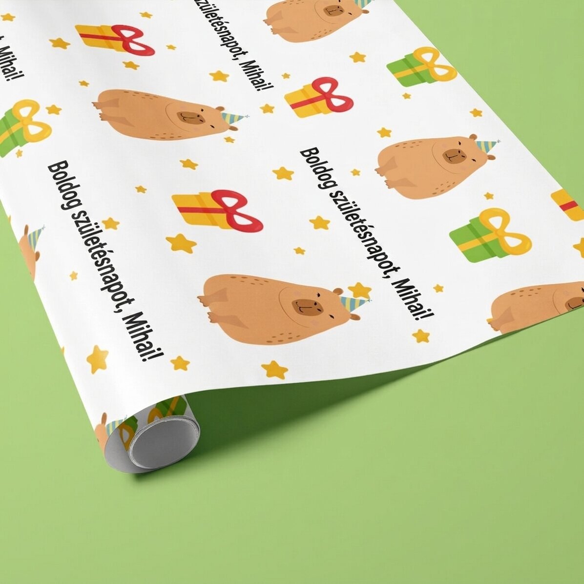 Személyre szabott ajándékcsomagoló papír szöveggel - Születésnapi kapibara