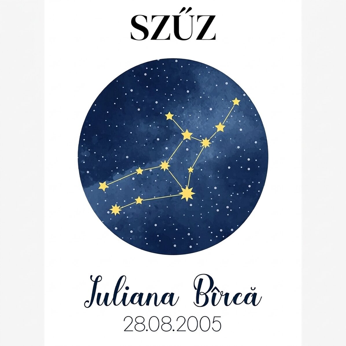 Személyre szabott poszter szöveggel - Szűz csillagkép