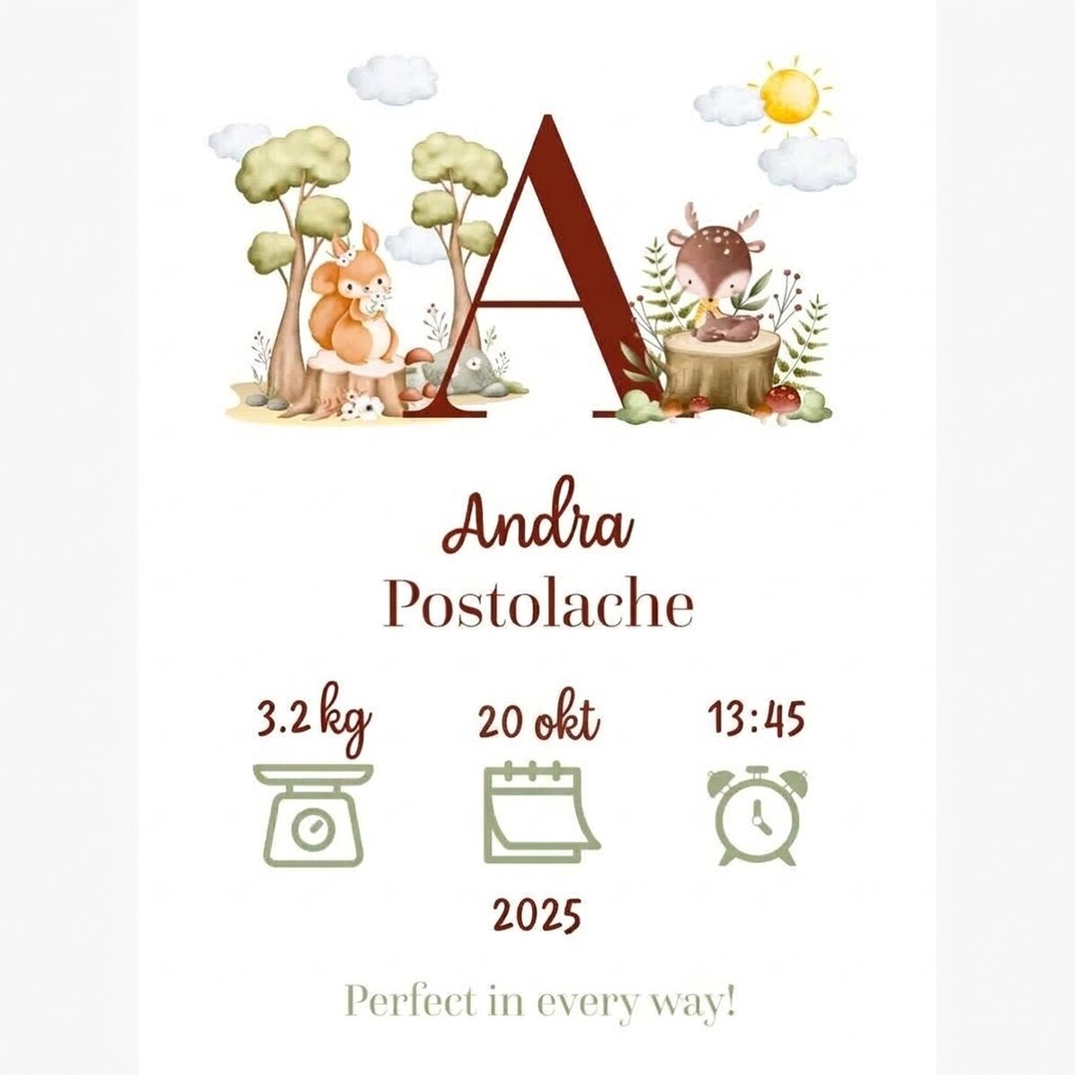 Személyre szabott poszter kezdőbetűvel és szöveggel - Állatok