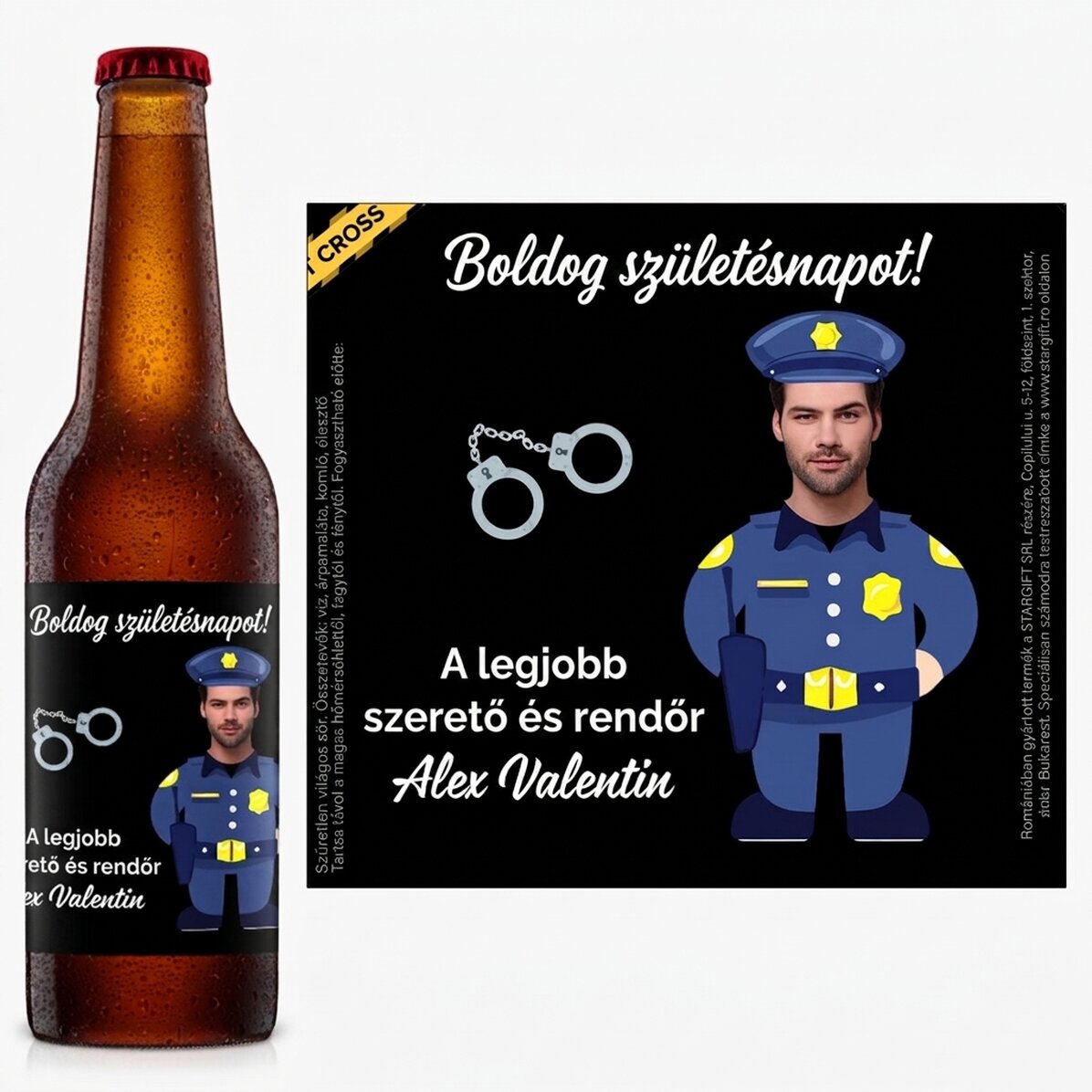 Személyre szabott sör fotóval és üzenettel - Rendőr
