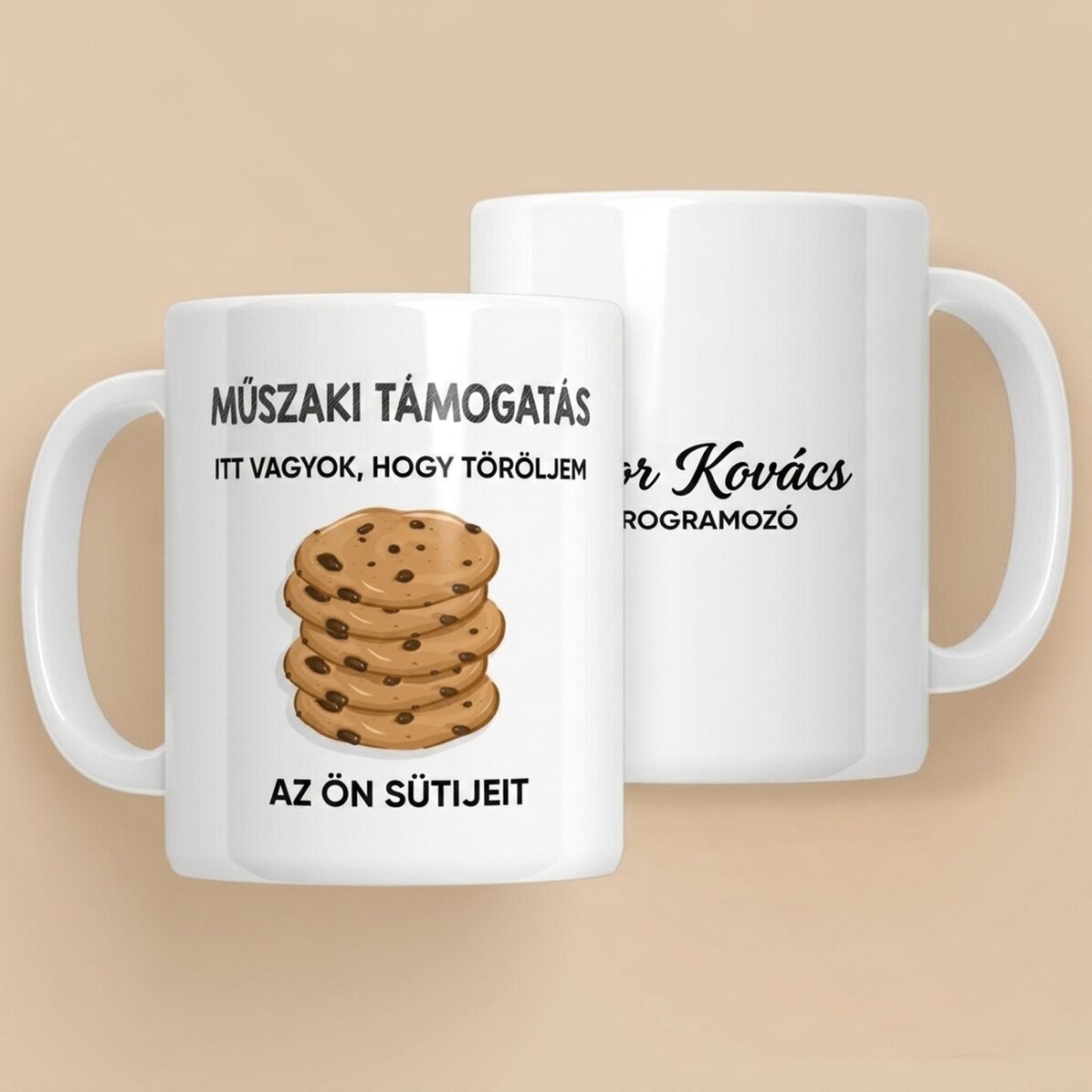 Személyre szabott bögrék szöveggel - Cookies (programozó)