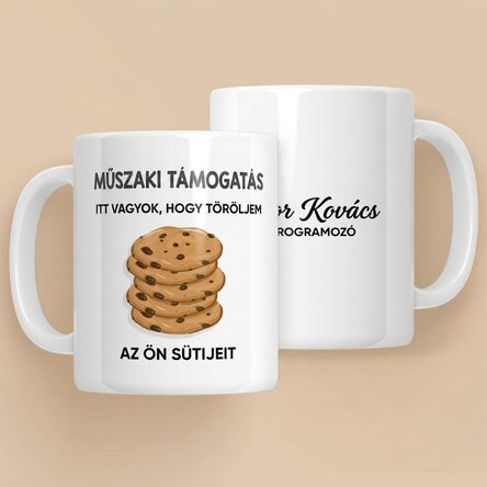 Személyre szabott bögrék szöveggel - Cookies (programozó)