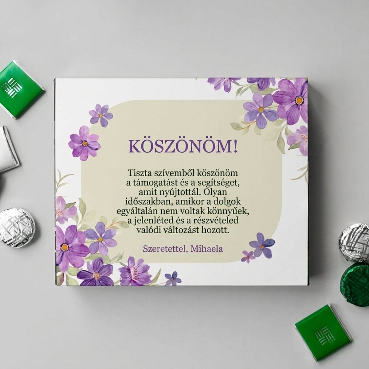 Személyre szabott csokoládédoboz üzenettel – Köszönöm!