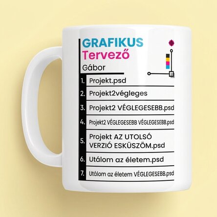 Személyre szabott bögre szöveggel - Grafikus tervező