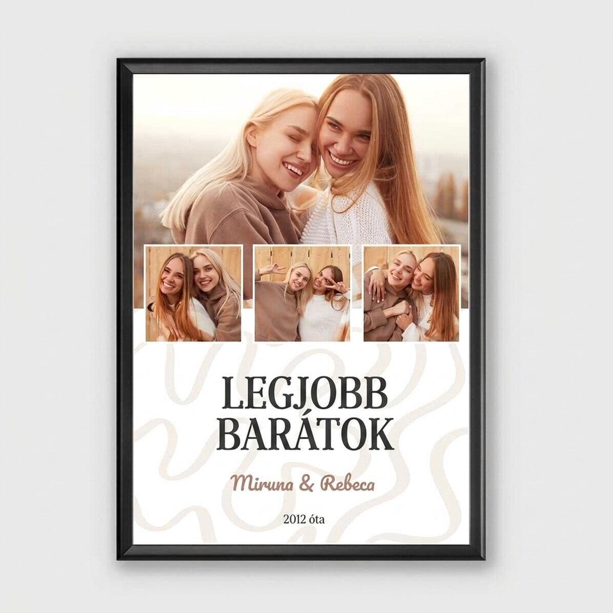 Személyre szabott vászon 4 fotóval és szöveggel - Földes hullámok