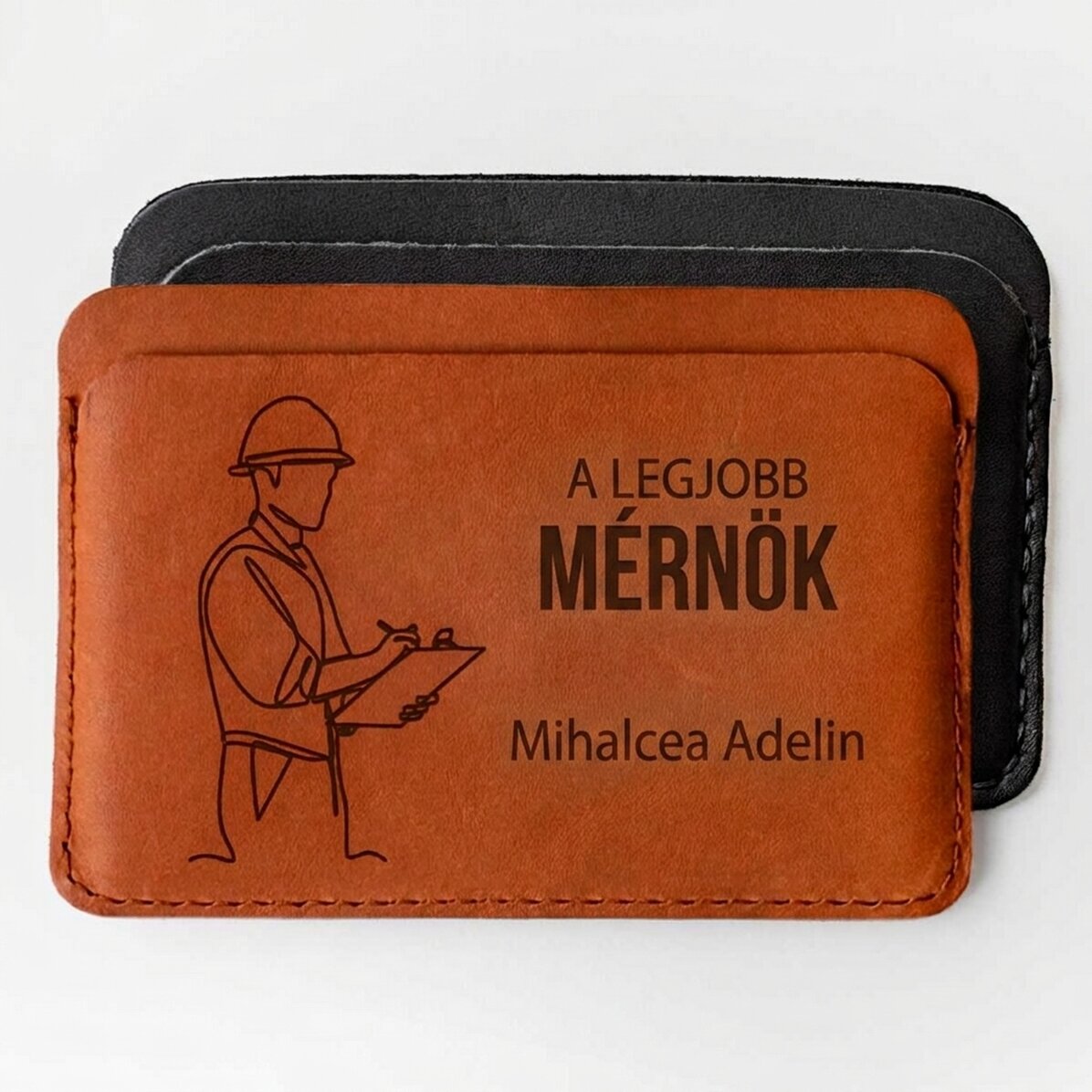 Személyre szabott bőr pénztárca szöveggel - Mérnök