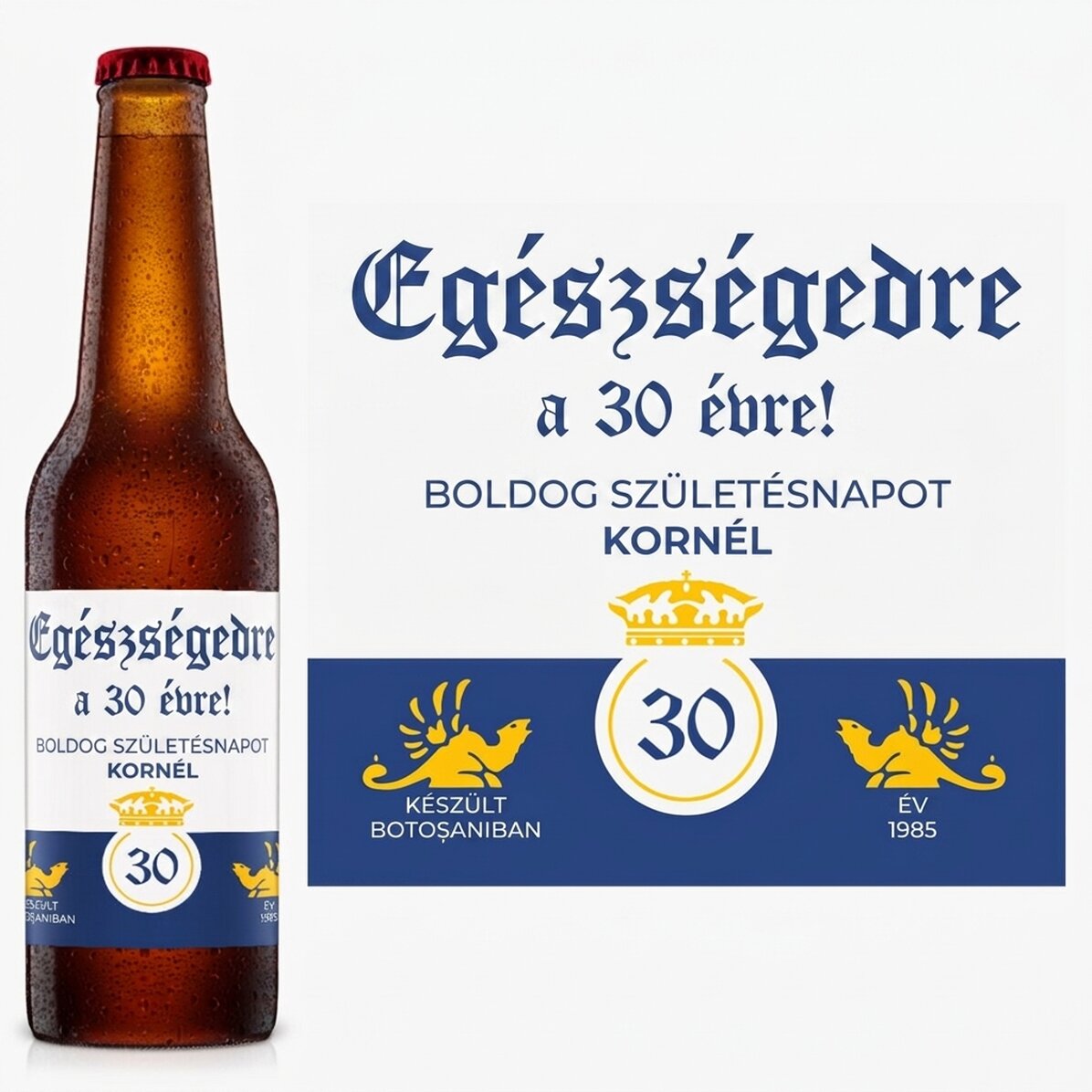 Személyre szabott sör szöveggel - Korona