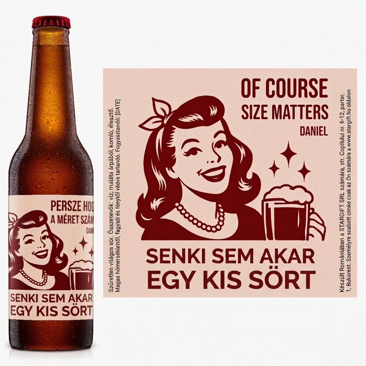 Személyre szabott sör szöveggel - A méret számít