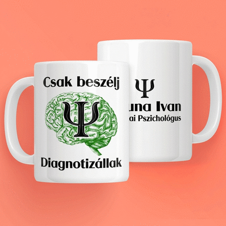 Személyre szabott bögre szöveggel pszichológusok számára – Psyche