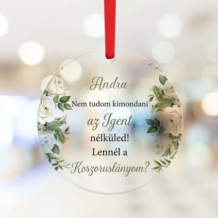 Személyre szabott kerek dísz szöveggel - Koszorúslány