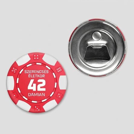 Személyre szabott üvegnyitó üzenettel - Poker Chip