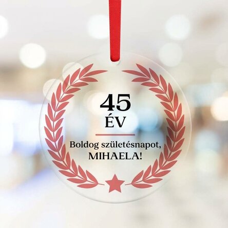 Személyre szabott kerek dísz szöveggel - Boldog születésnapot!