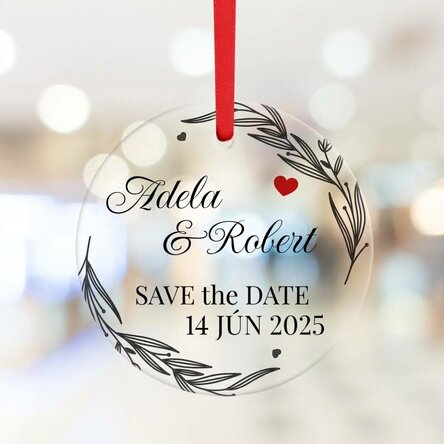 Személyre szabott kerek dísz szöveggel - Save our date