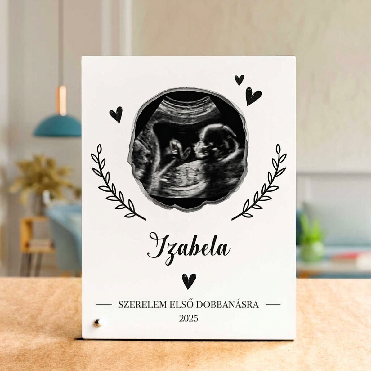 Személyre szabott asztali képkeret szöveggel és fotóval - Baba