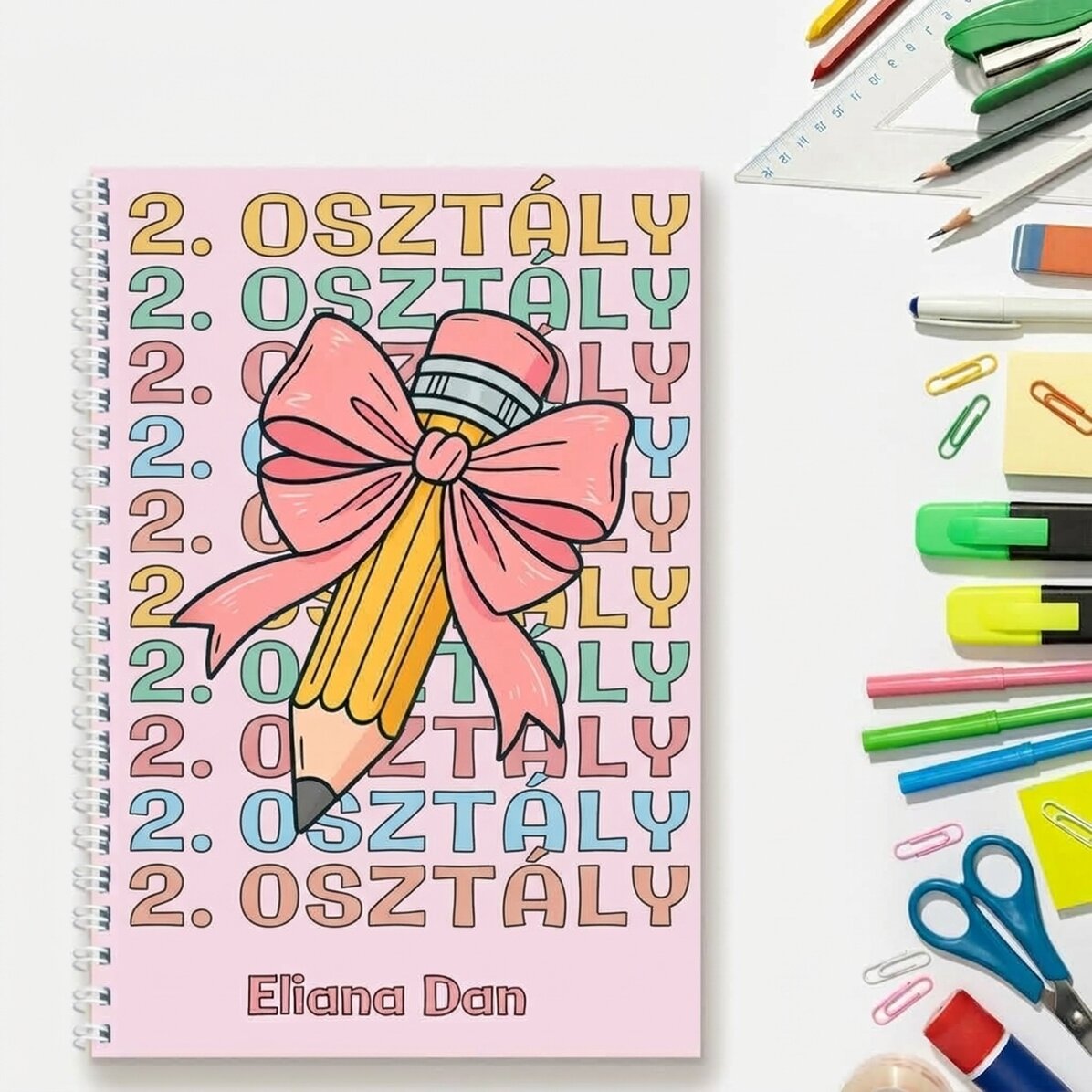 Személyre szabott jegyzetfüzet szöveggel - Pretty pencil