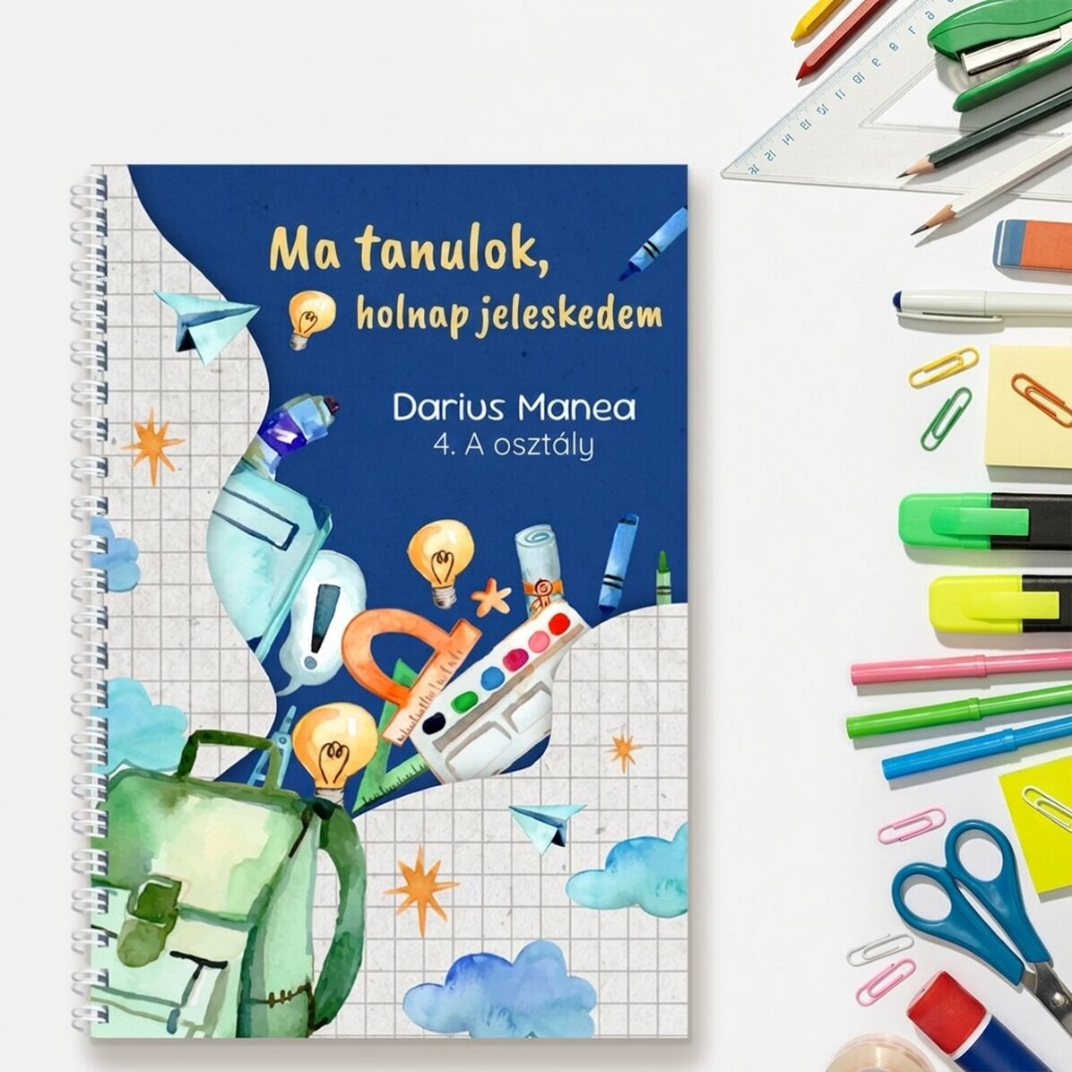 Személyre szabott jegyzetfüzet szöveggel - Vissza az iskolába