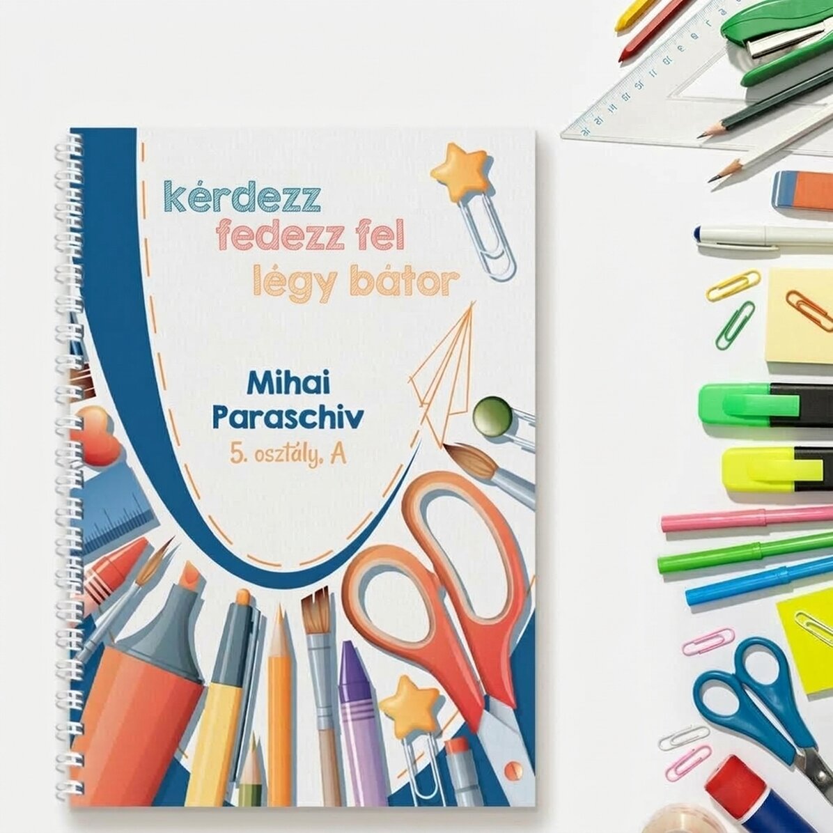 Személyre szabott jegyzetfüzet szöveggel - Légy kíváncsi!