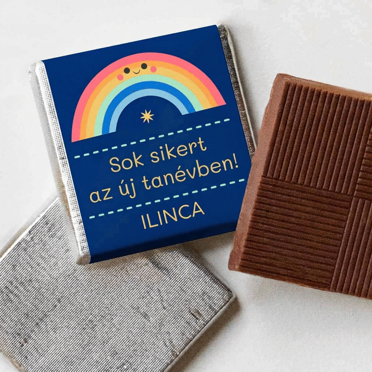 Személyre szabott mini csokoládé szöveggel - Sok szerencsét!