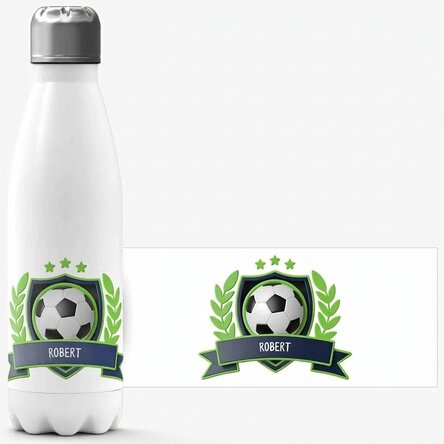 Fehér alapú, szöveggel személyre szabott termosz - Futball