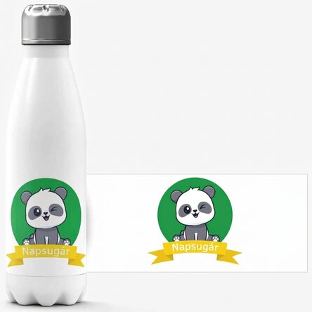 Névvel személyre szabott, fehér talpú termosz - Cute Panda