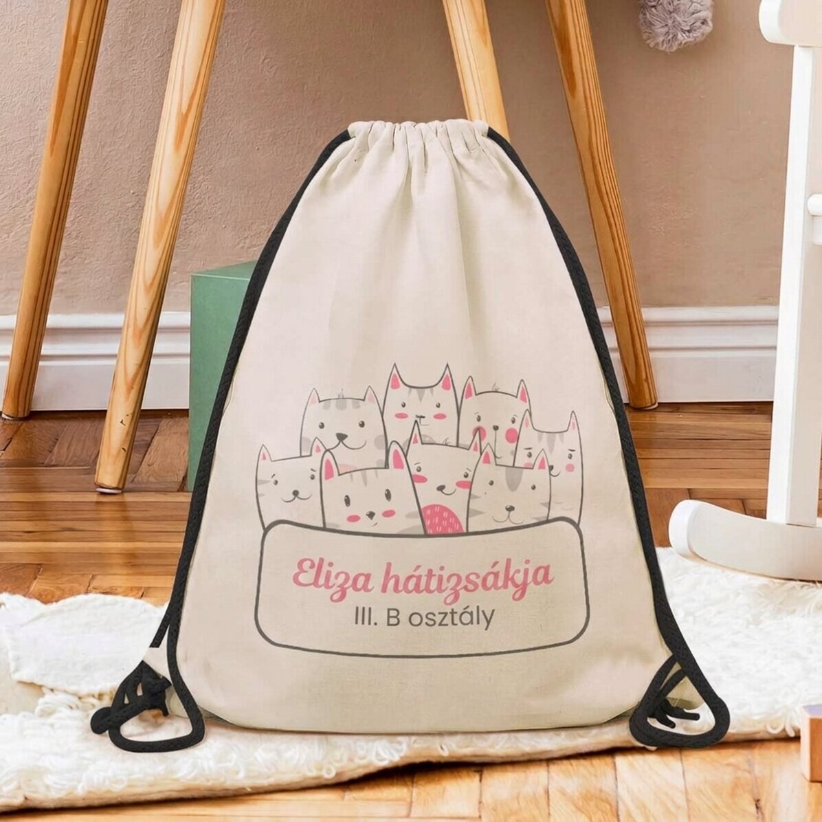Személyre szabott hátizsák üzenettel - Kitty