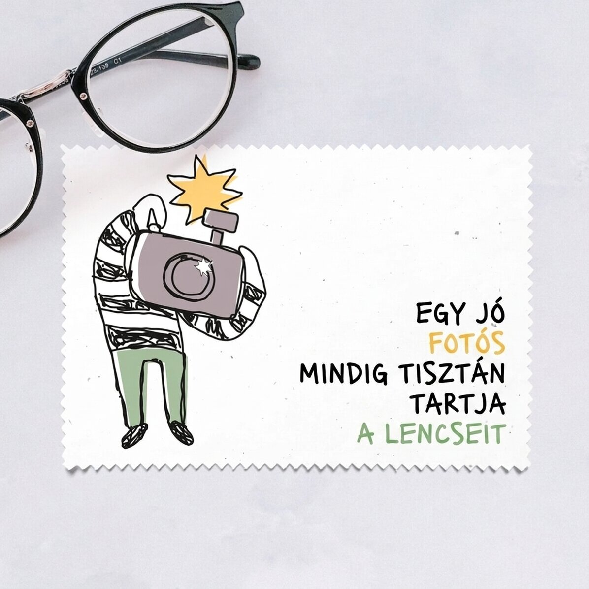Személyre szabott kendő képernyők/üvegek tisztításához – Fotós