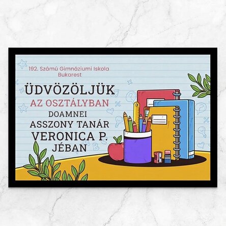 Személyre szabott bejárati szőnyeg üzenettel - Iskola