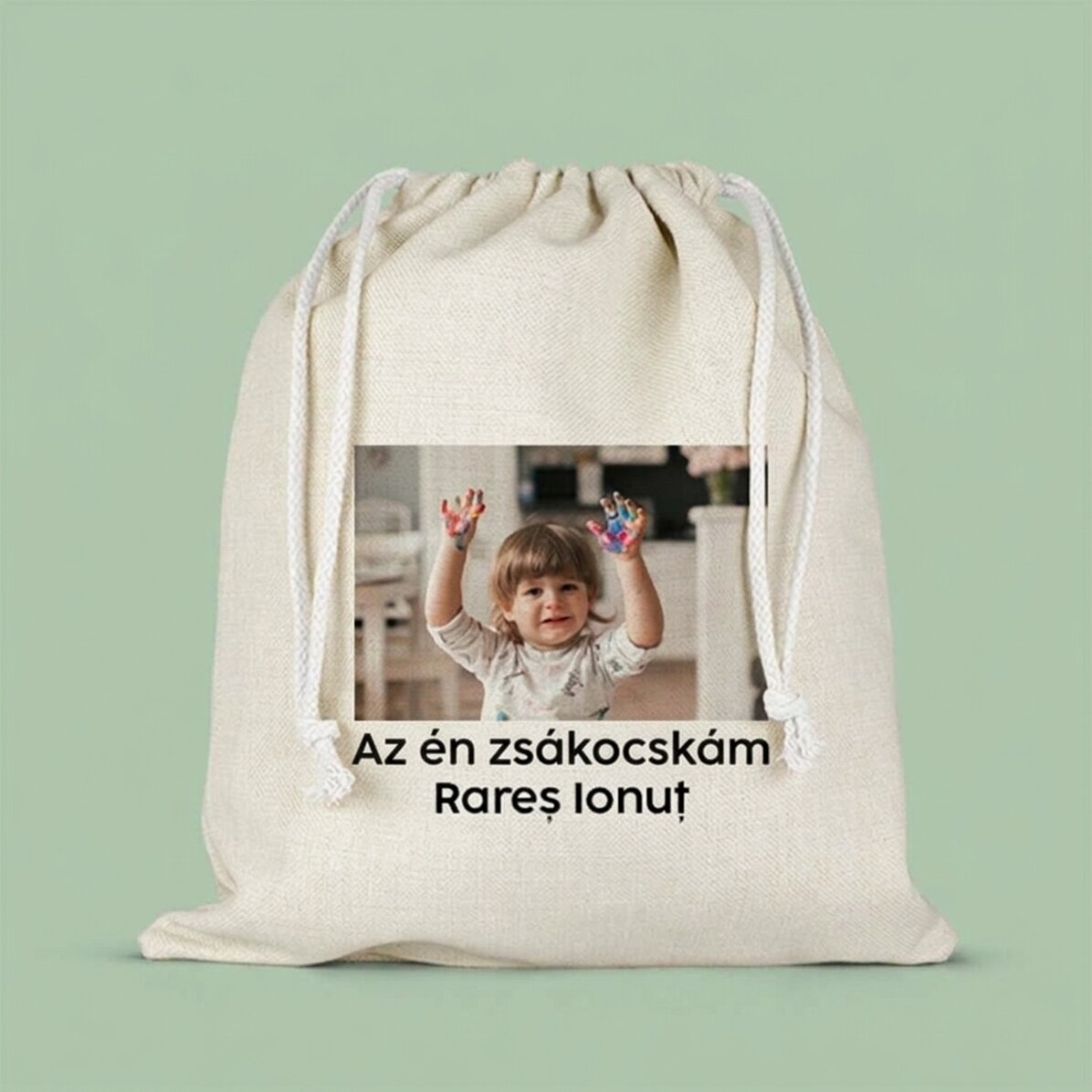 Személyre szabott táska szöveggel és fotóval