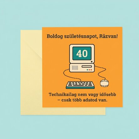 Személyre szabott négyzet alakú kártya szöveggel - Boldog születésnapot!