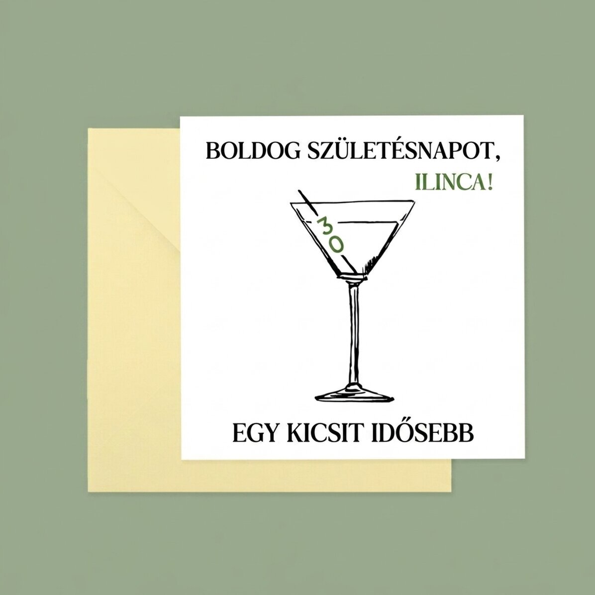 Személyre szabott négyzet alakú kártya szöveggel - Boldog születésnapot!