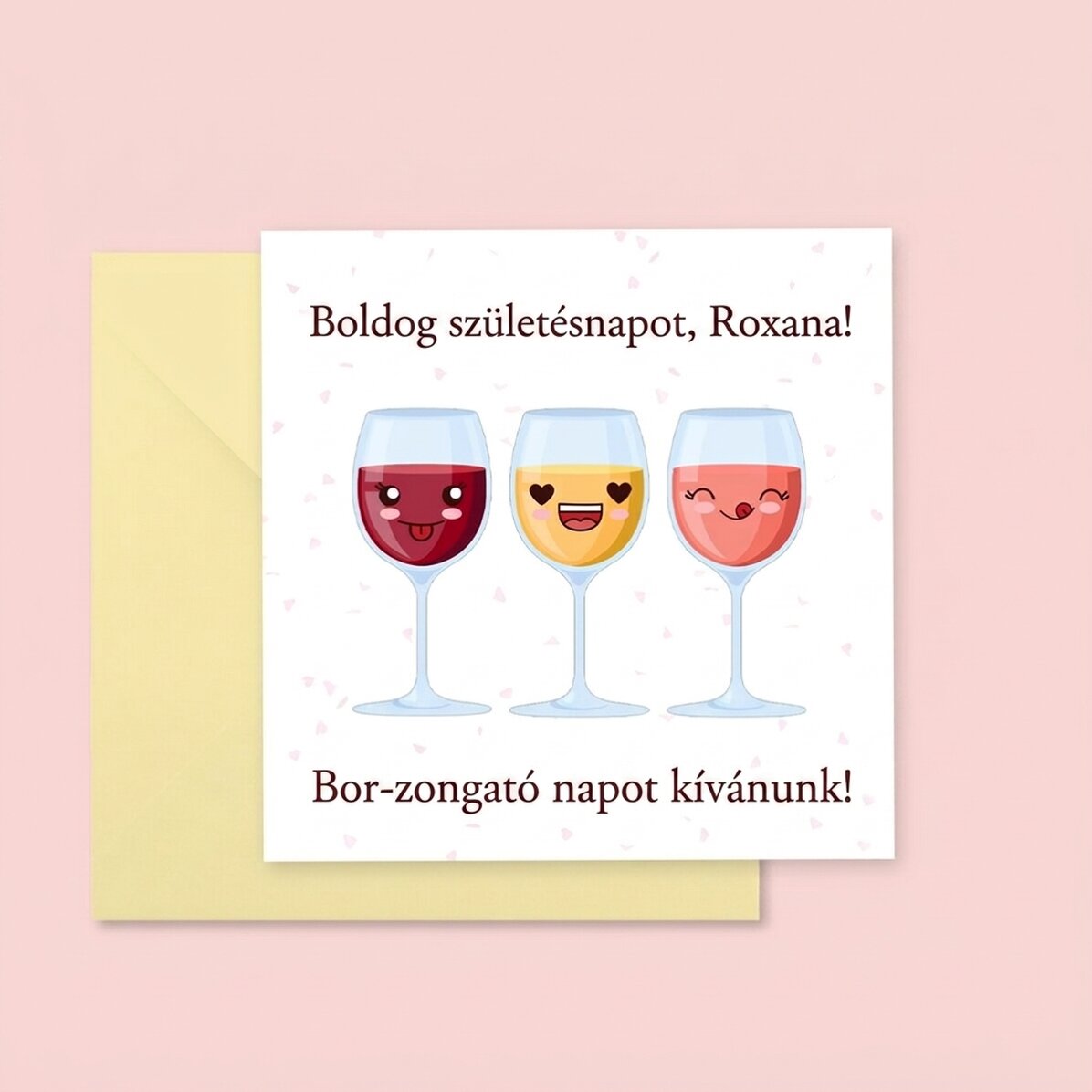 Személyre szabott négyzet alakú kártya szöveggel - Wine-derful