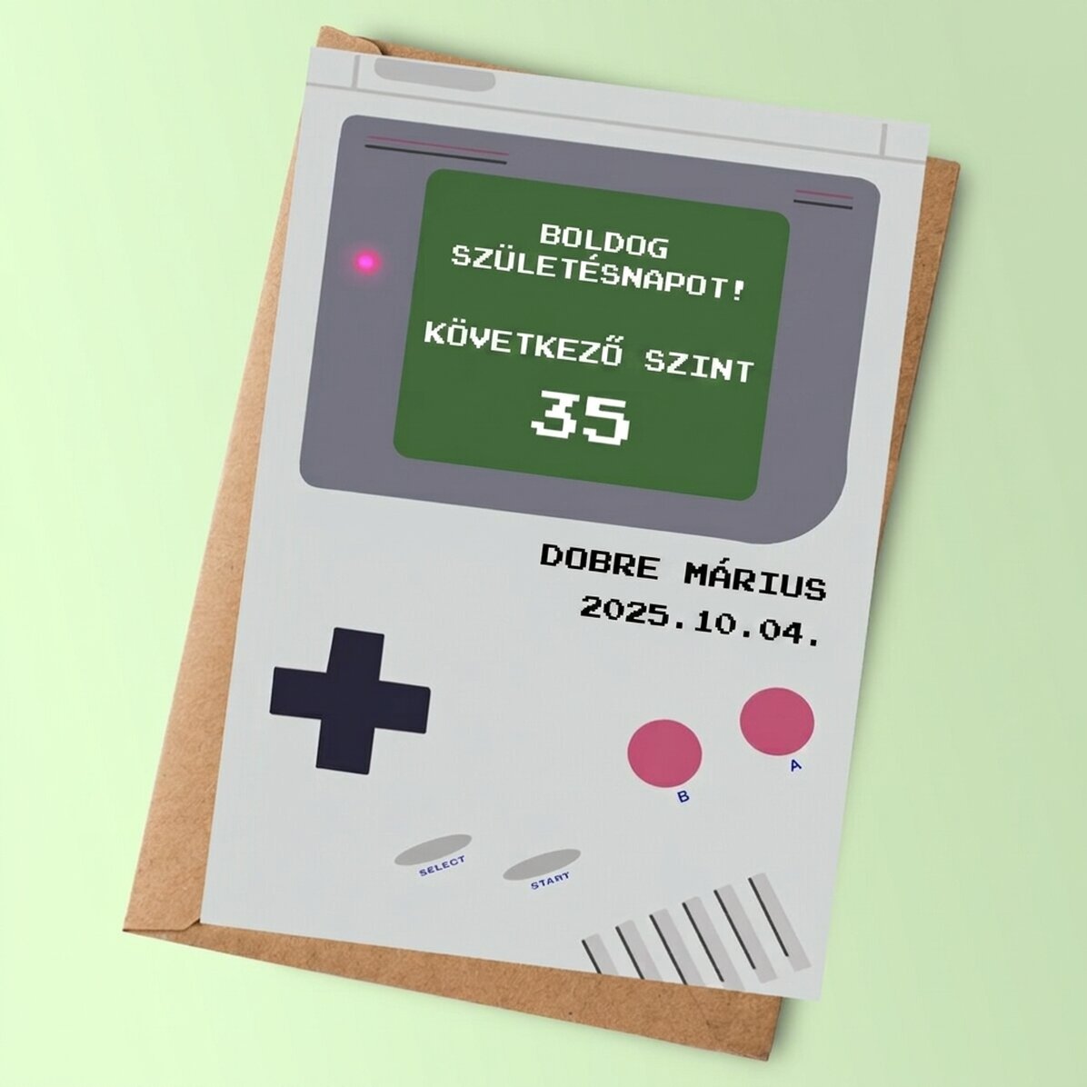 Személyre szabott kártya üzenettel - Gameboy