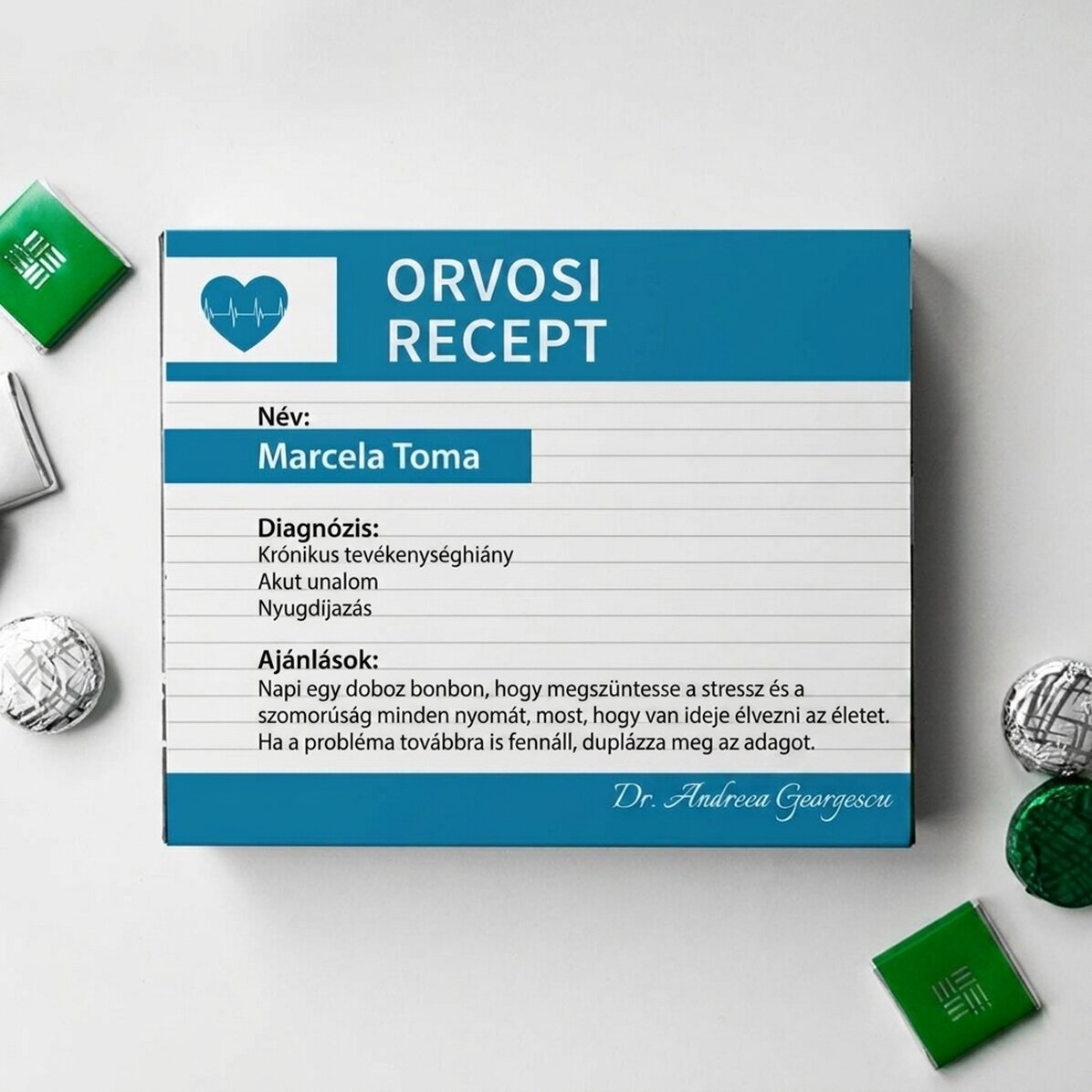 Személyre szabott csokoládédoboz üzenettel - Vényköteles