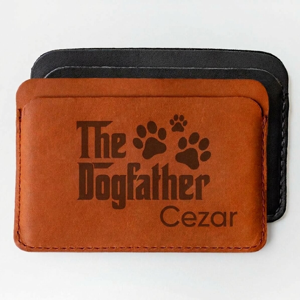 Személyre szabott bőr pénztárca üzenettel - The Dogfather