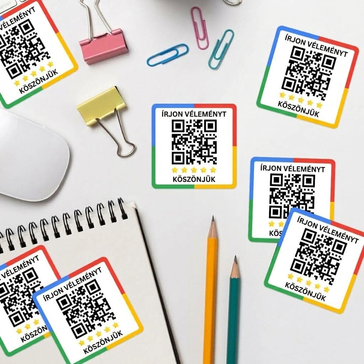 12 darabos matricakészlet (önragasztó címkék), személyre szabott szöveggel és QR-kóddal – Írjon rólu