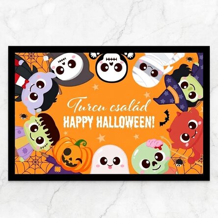 Személyre szabott bejárati szőnyeg szöveggel - Cute Halloween