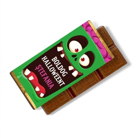 Mini csokoládé tábla, személyre szabott szöveggel - Boldog Halloweent!