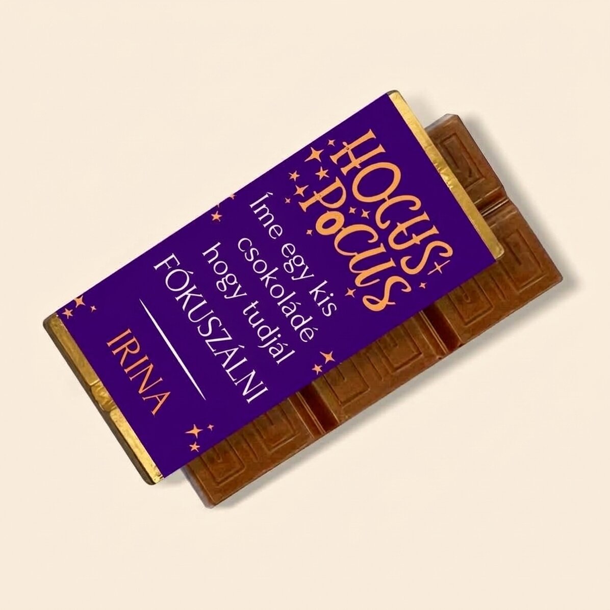 Mini csokoládé táblácska, személyre szabott szöveggel - Hocus Pocus
