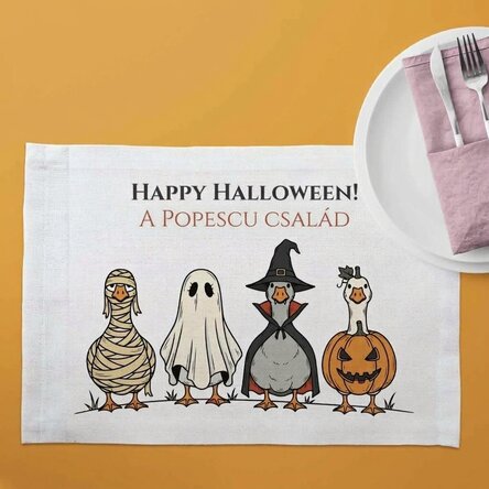 Személyre szabott tányértartó szöveggel - Halloween
