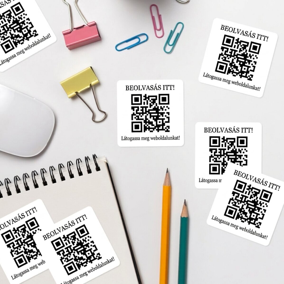 12 darabos matricakészlet (önragasztó címkék), személyre szabott szöveggel és QR-kóddal - Ellenőrizz