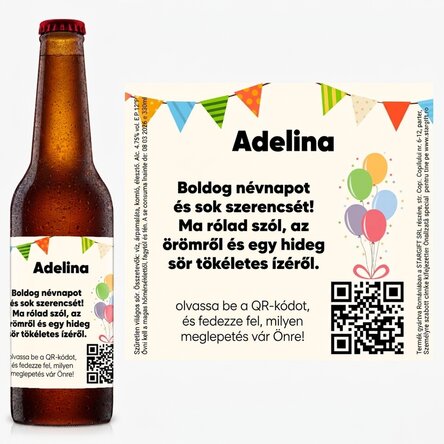 Személyre szabott sör szöveggel és QR-kóddal – Évforduló
