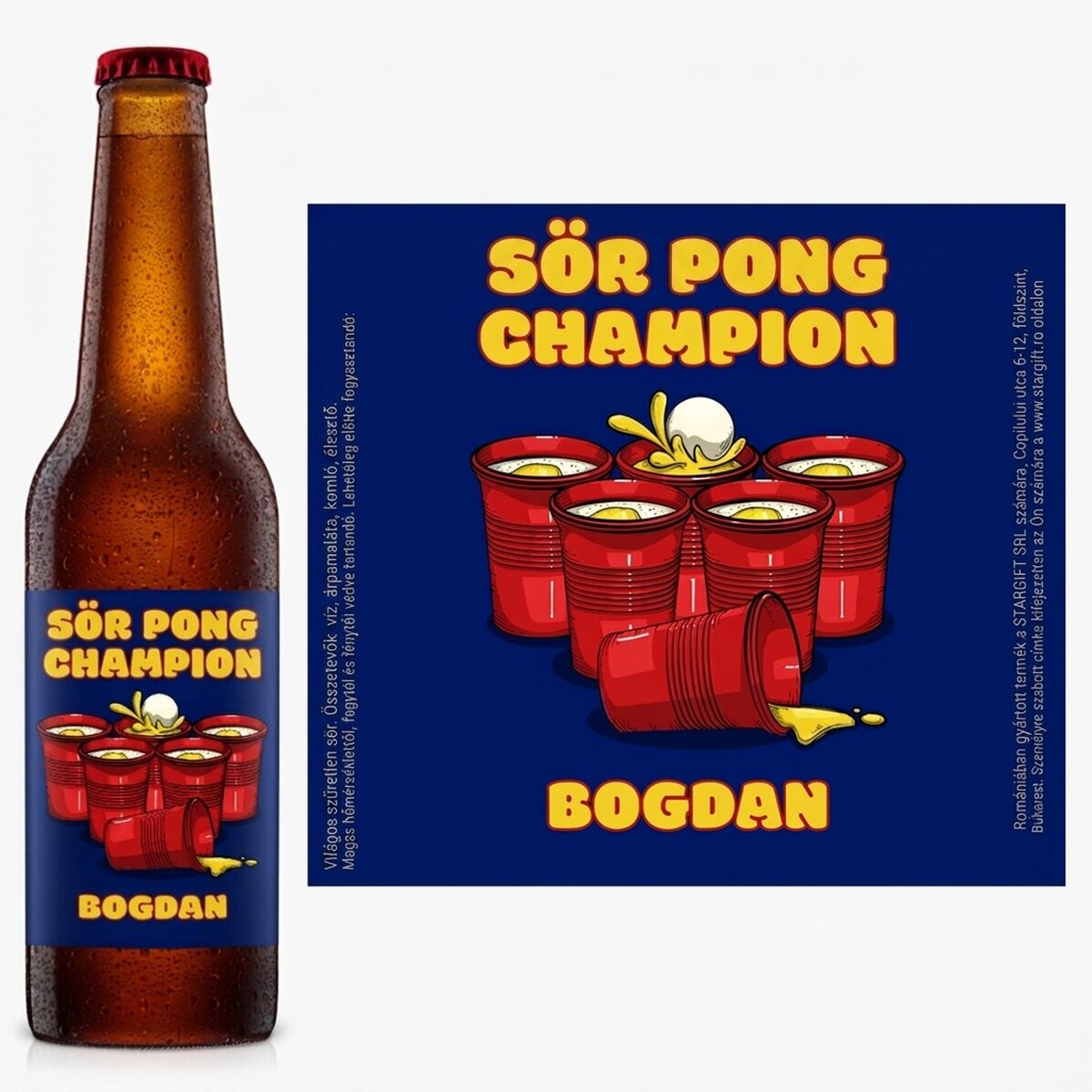 Személyre szabott sör szöveggel - Beer pong