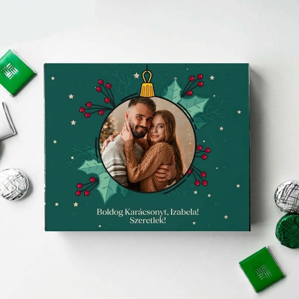 Személyre szabott csokoládédoboz fotóval és szöveggel - Karácsony
