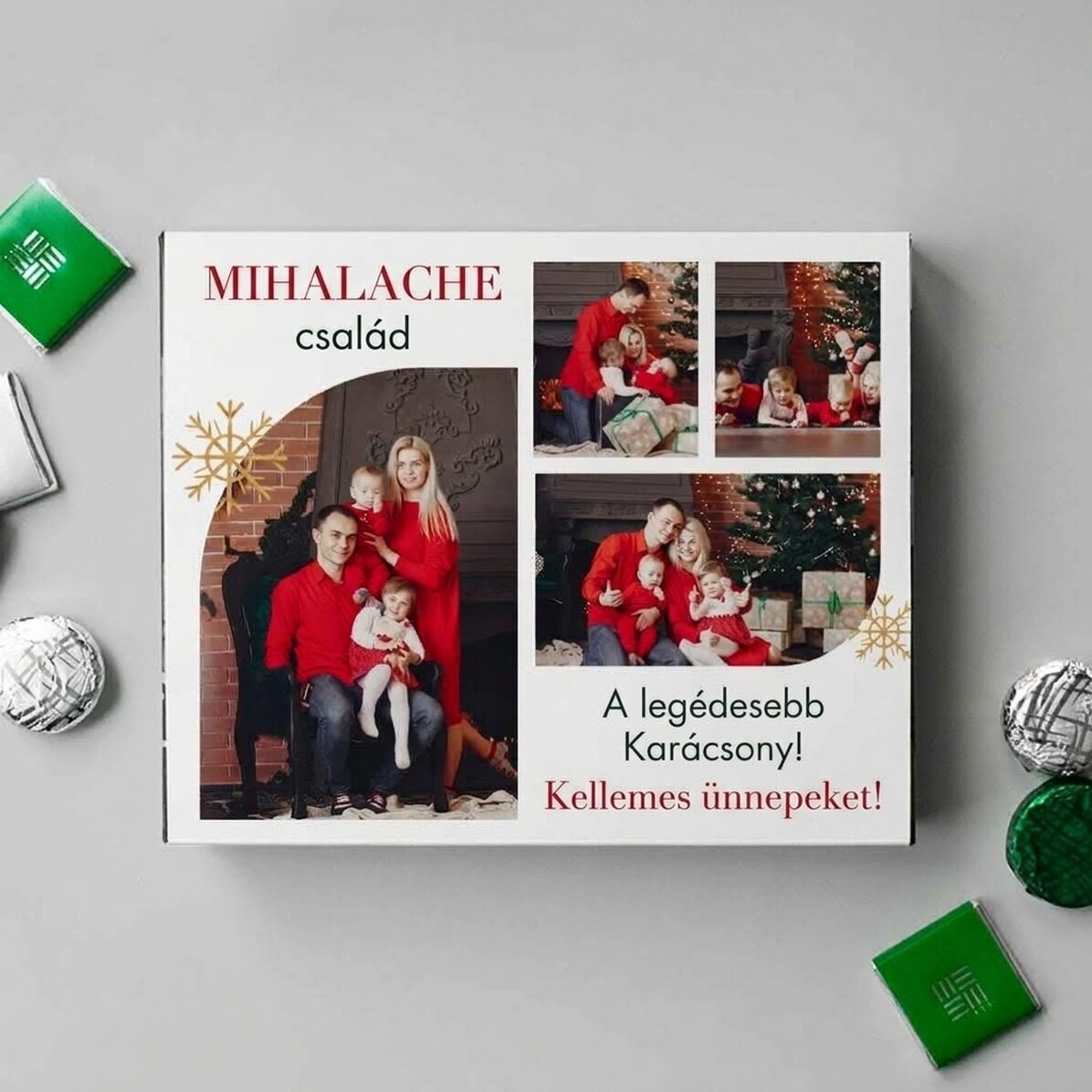 Személyre szabott csokoládédoboz 4 fotóval és szöveggel - Karácsony