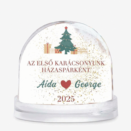 Személyre szabott asztali földgömb szöveggel és fotóval - Karácsony