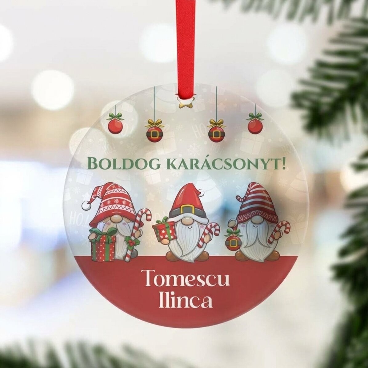 Személyre szabott kerek dísztárgy üzenettel - Gnome