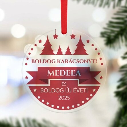 Személyre szabott kerek dísz üzenettel - Karácsony