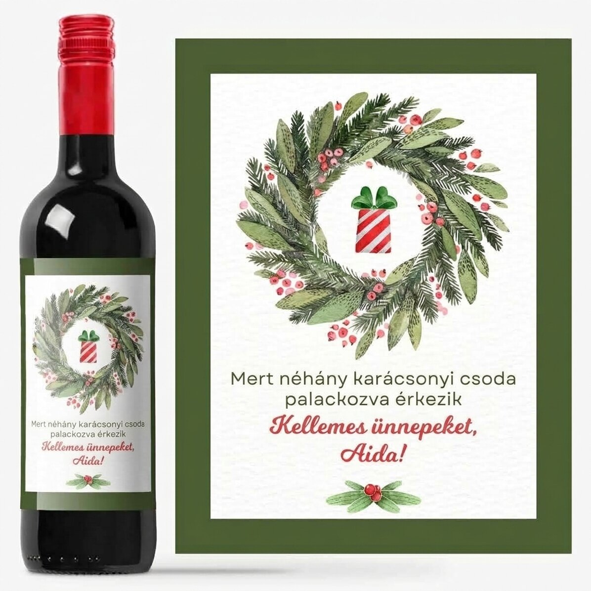 Személyre szabott bor üzenettel - Boldog ünnepeket!